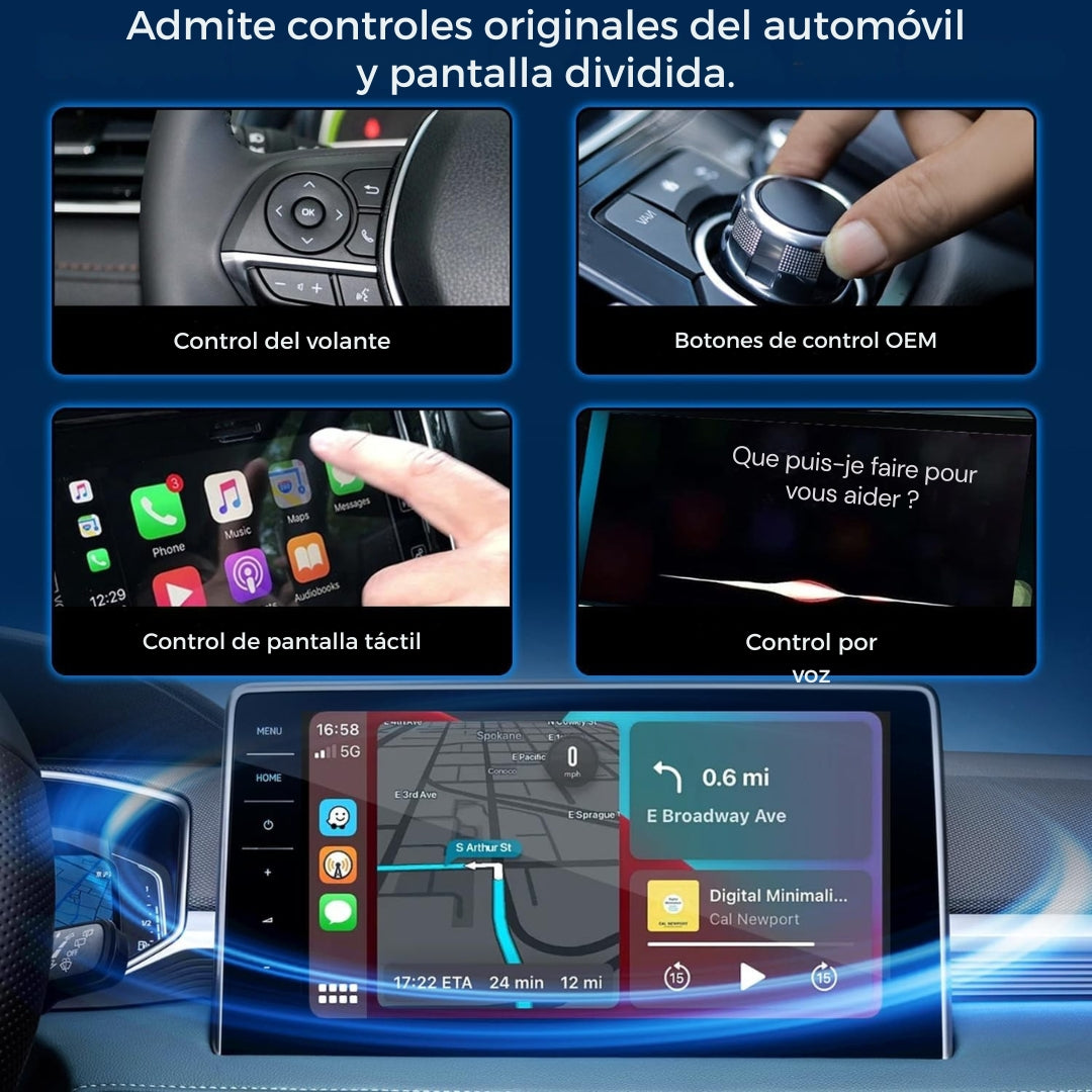 Mini AI Box – Dispositivo 3 en 1 inalámbrico con CarPlay y Android Auto