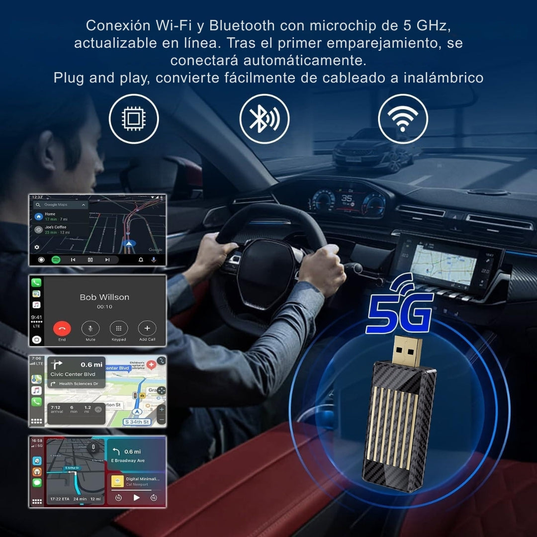 Mini AI Box – Dispositivo 3 en 1 inalámbrico con CarPlay y Android Auto