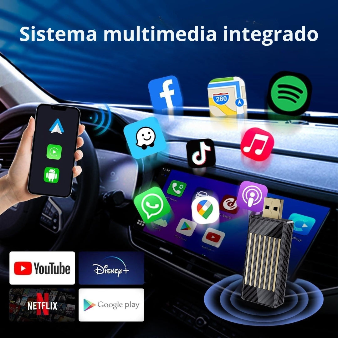 Mini AI Box – Dispositivo 3 en 1 inalámbrico con CarPlay y Android Auto