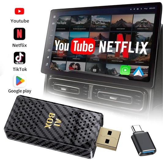 Mini AI Box – Dispositivo 3 en 1 inalámbrico con CarPlay y Android Auto